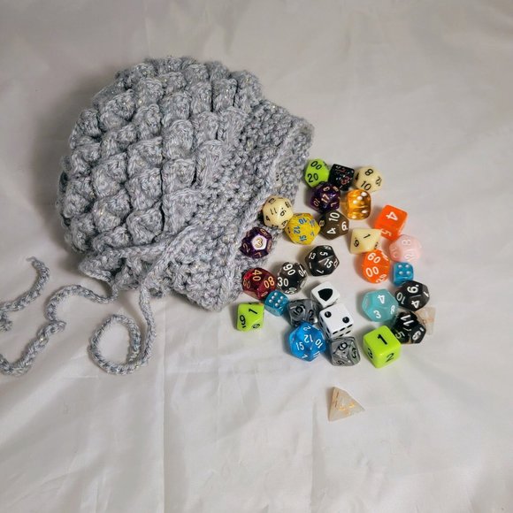 Diamond Dragon Scale Egg Dice Bag | D&D | Crochet Pouch | Medium - Picture 1 of 4